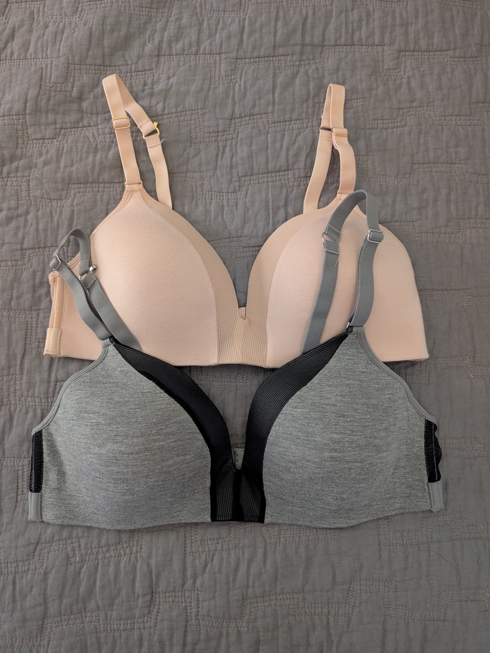 Lively Nude and Heather Gray Wireless T-Shirt Bras - 2-Pack